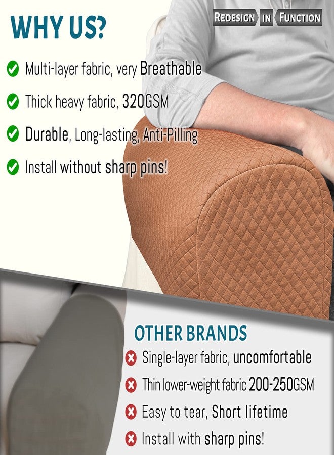 Roytub Stretch Couch Arm Covers, Breathable Armrest Covers for Sofas and Chairs Arm Covers Keep Home Clean, Scratch-Resistant Sofa Arm Covers Protect and Decorate Your Sofa(Large, Khaki, 2PCS) - Image 2